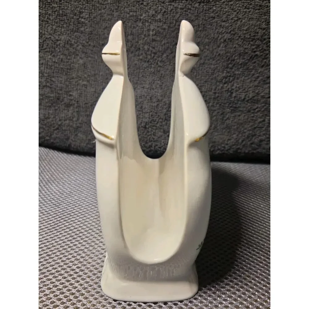 Vntg Porcelain Victorian Rose Salt & Pepper Shakers With Napkin Holder